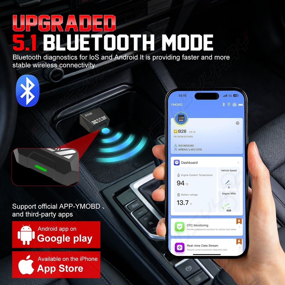 OBDII Code Reader B28 Bluetooth OBD2 Scanner Car Diagnostic Tool