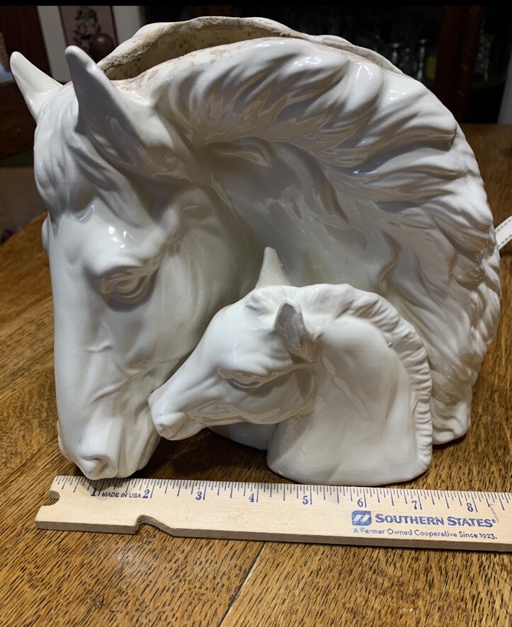 Horse Bust Planter Ceramic Bisque Mare And Foal