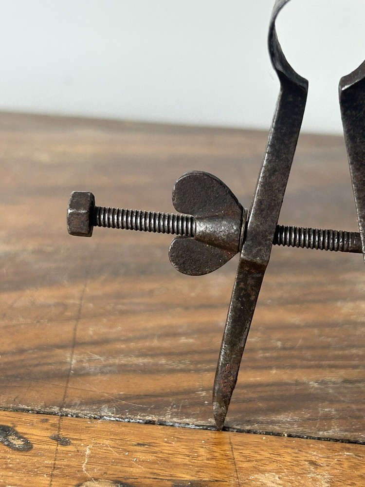 Mid-19th C. Spring Steel Draftsman’s Compass Divider, 9.5cm Antique Tool