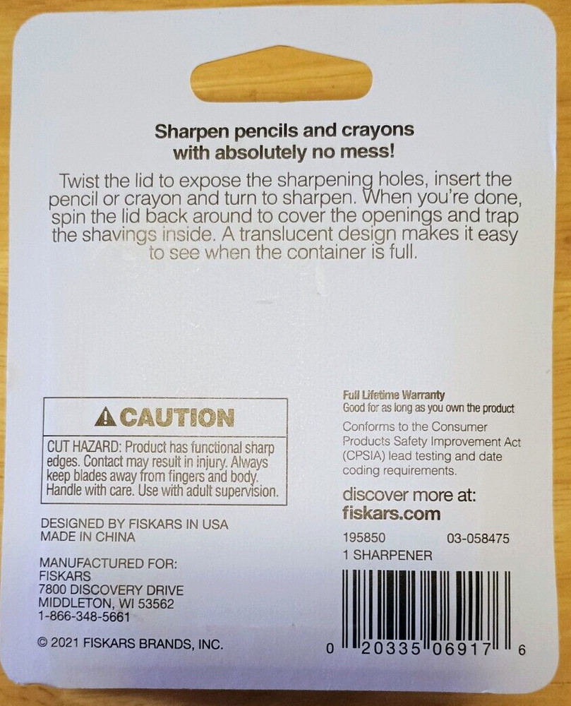 Fiskars Circle Twist Sharpener Pencil & Crayon NEW