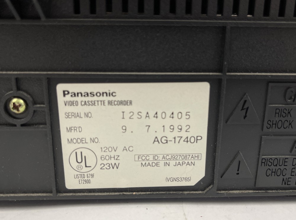 Panasonic AG-1740 VHS VCR W/ Orig. Remote Plus