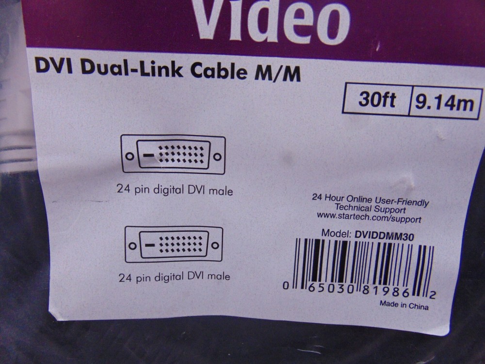 StarTech 30 ft DVI-D Dual Link Cable - M/M