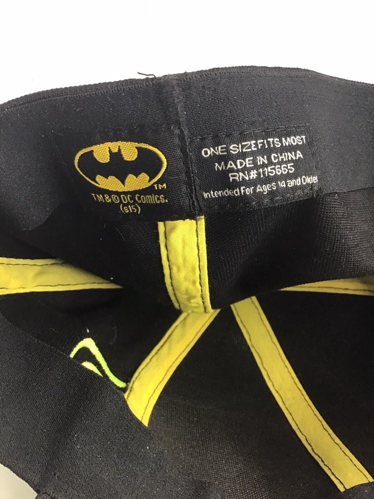 Batman DC Comics Hat Black OSFM Embroidered Logo Flex Fit Preowned