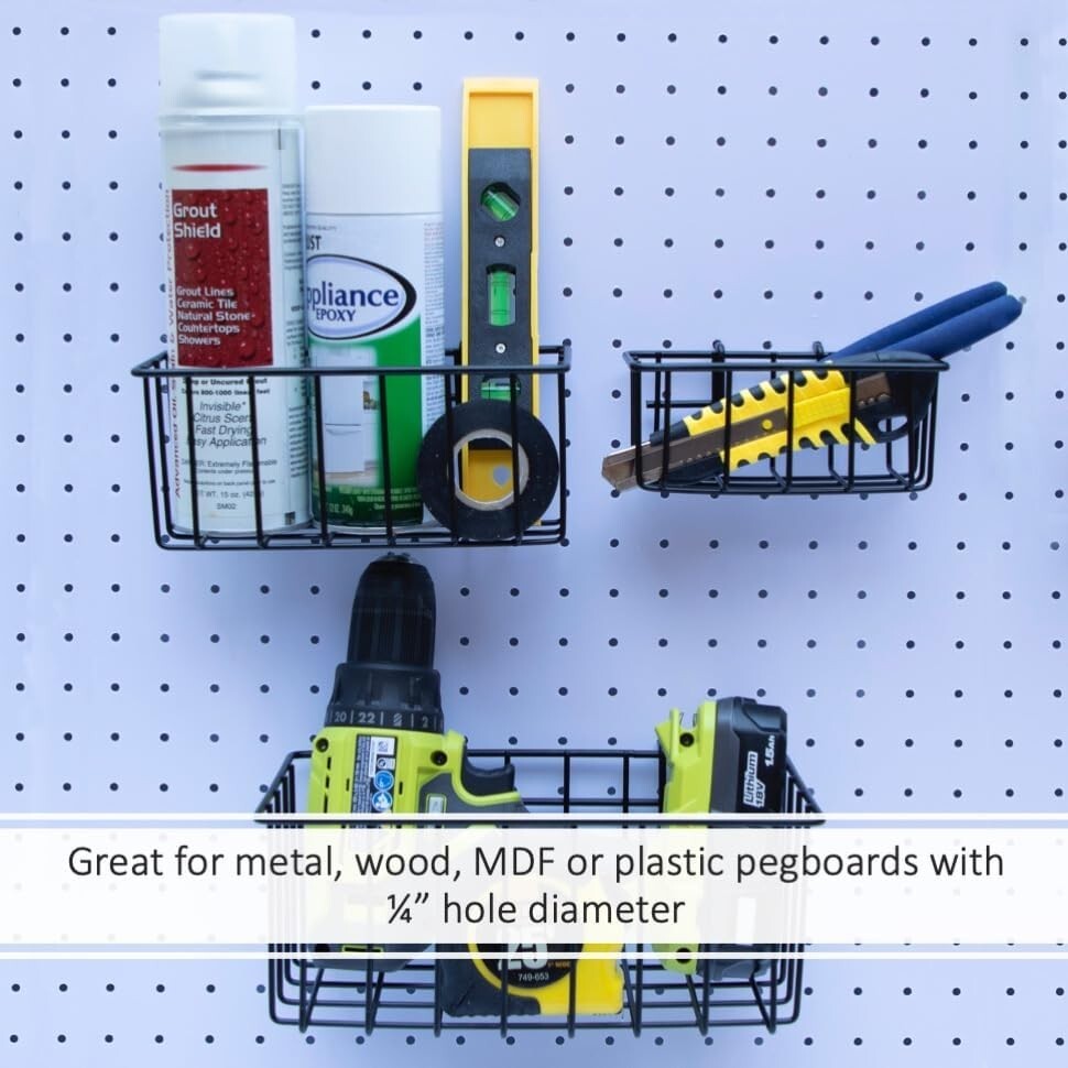 Robust Pegboard Organizer Hooks – 3 Pack of Heavy Duty ¼" Hole Storage Solutions