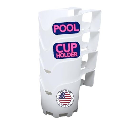 Storage Theory Pool Cup Holders – Clip-On Pool Cup Holder for 4 Pack White