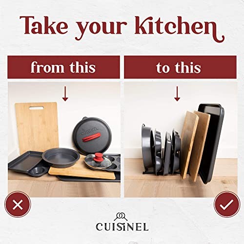 CUISINEL LID AND DISH ORGANIZER RACK 2-PACK SATIN NICKEL KITCHEN STORAGE