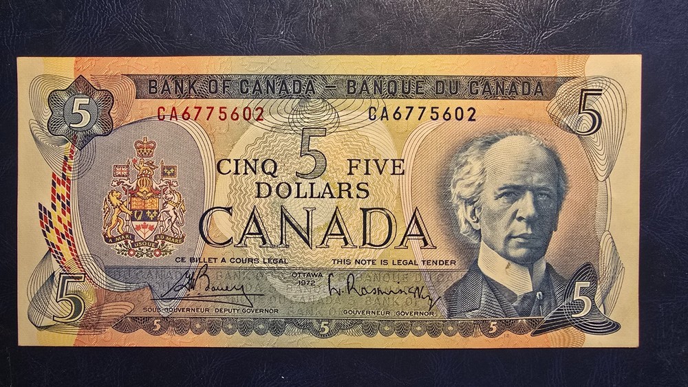 1972 Canada $5 Dollar - Bouey Rasminsky - CA Prefix - Uncirculated or better
