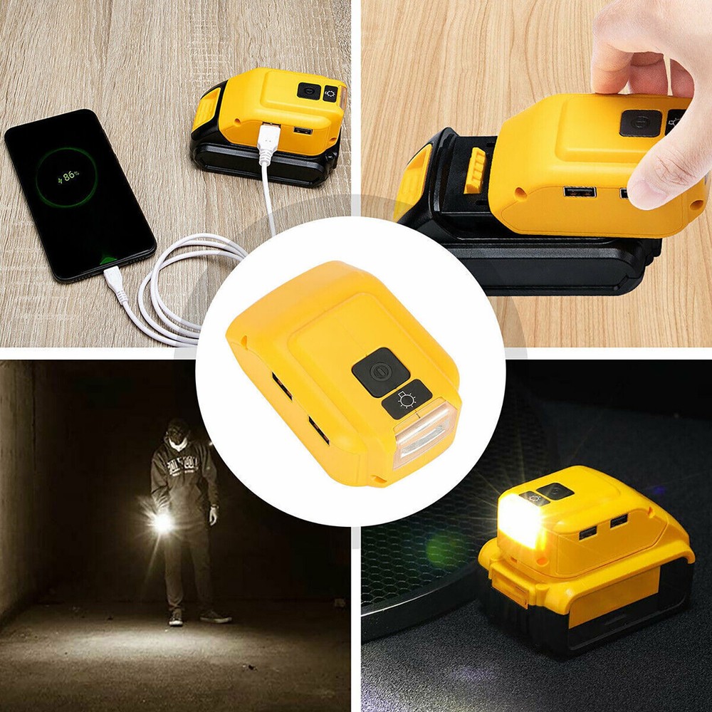 Protable DCB090 Battery Adapter For DEWALT 14.4V-20V USB Power Source Charger