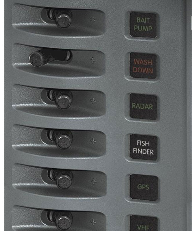 BLUE SEA 4308 WEATHERDECK PANEL, 8-POSITION, GREY, 12-VOLT
