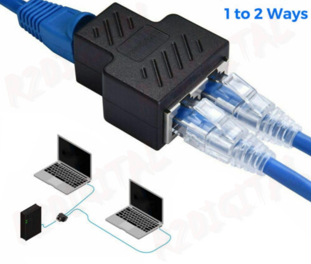 2x Ethernet F/F LAN NETWORK SPLITTER EXTENDER INTERNET CONNECTOR SOCKET