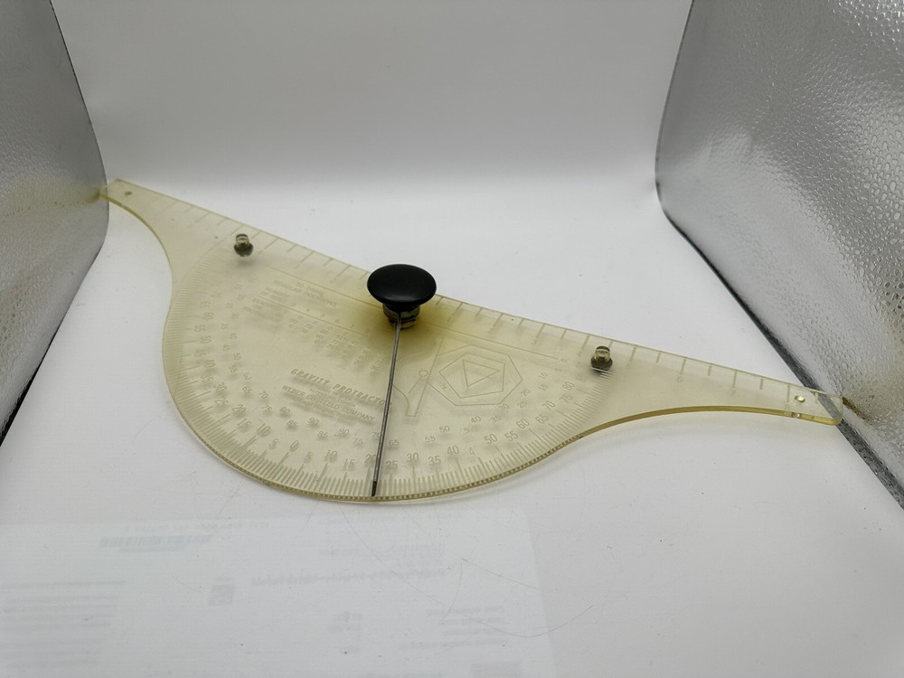 Vintage Weber Costello USA 16" Plastic GRAVITY PROTRACTOR