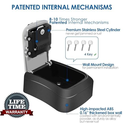 2 Pack Key Lock Box 4 Digits Combination Lockbox Wall Mount Outside Waterproo...