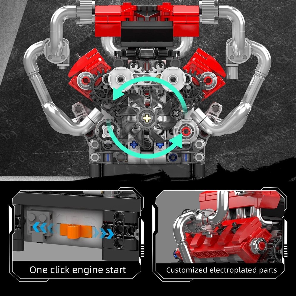1pcs V8 Engine Motor Mechanical Engineering Model Building Block Toy Collection