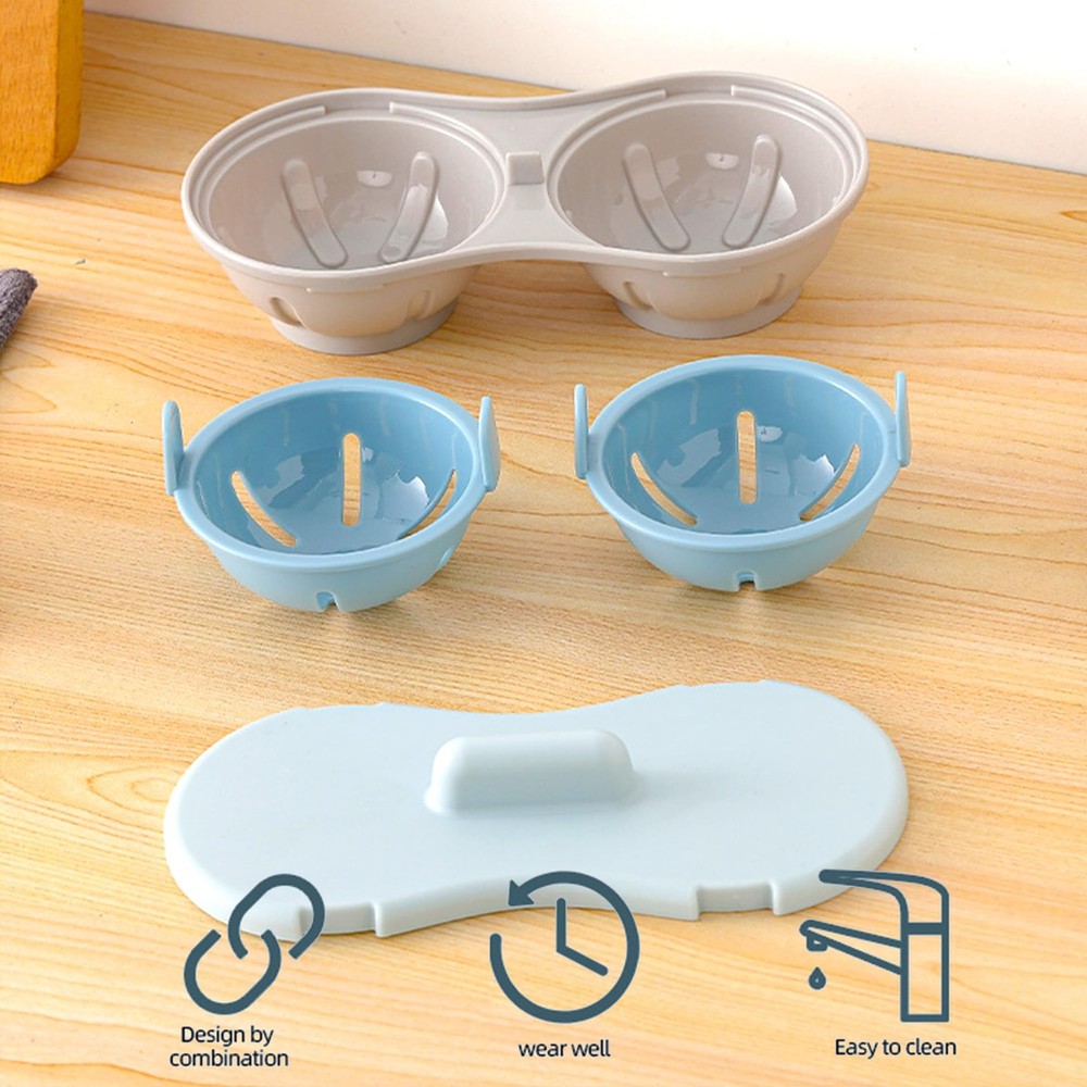 2 Cavity Microwave Egg Cooker, Breakfast Double Row Egg Cooker, Poached Egg C
