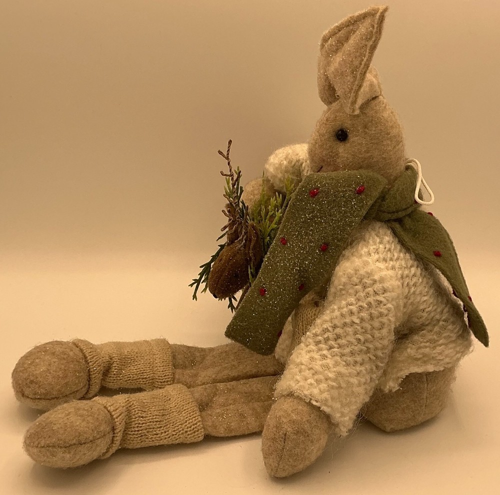 17” Bunny Rabbit Holding Reindeer Soft Craft Doll