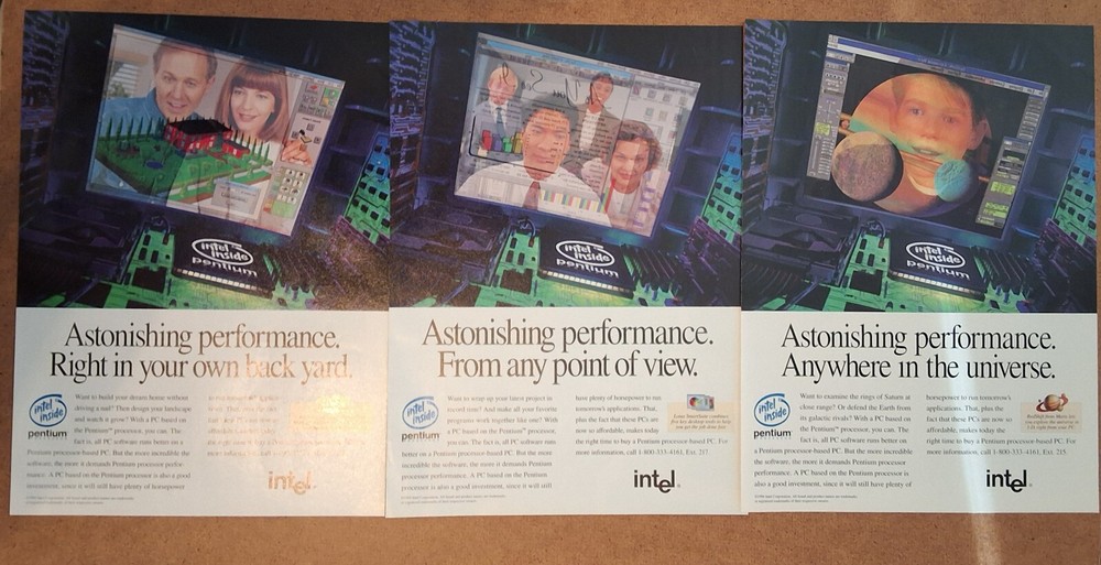 Vintage HighTech A I - Intel PC Pentium Processor - 1994 Art Print AD LOT
