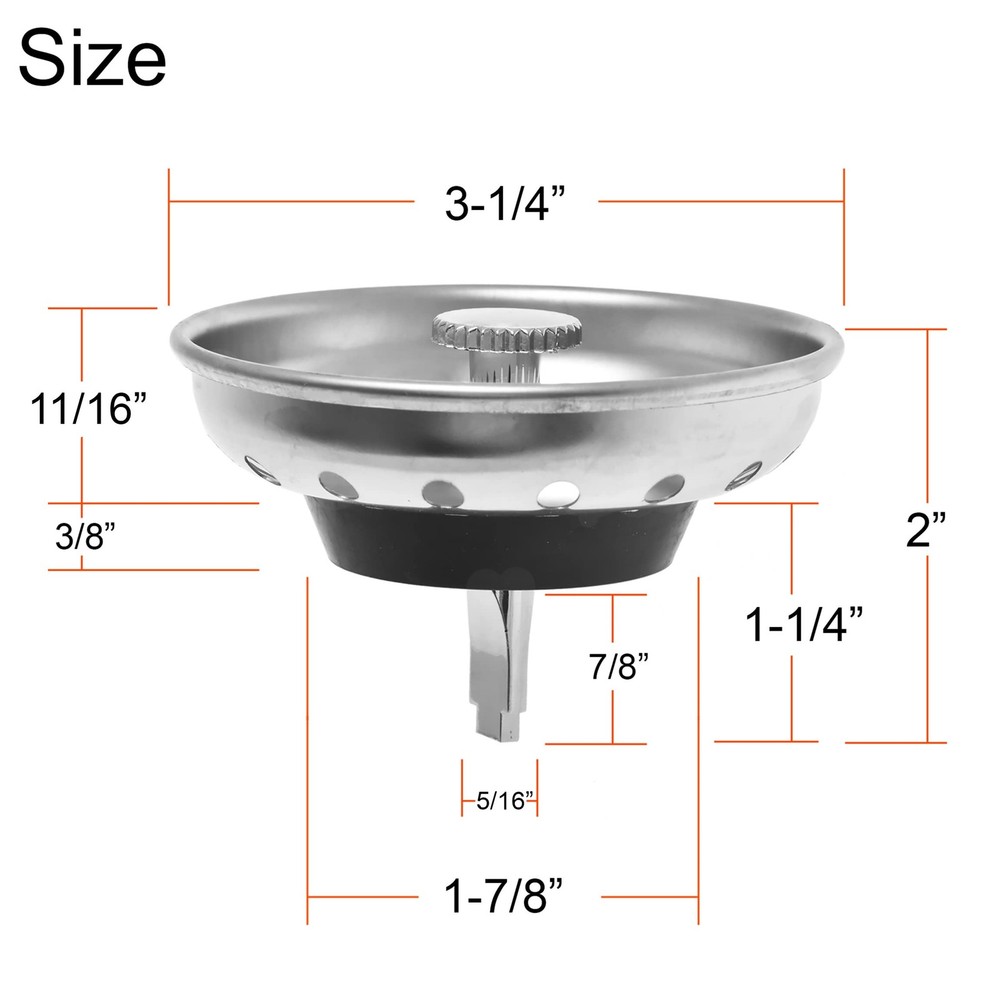 2 Pack Kitchen Sink Strainer and Stopper Combo Basket Replacement for Standard