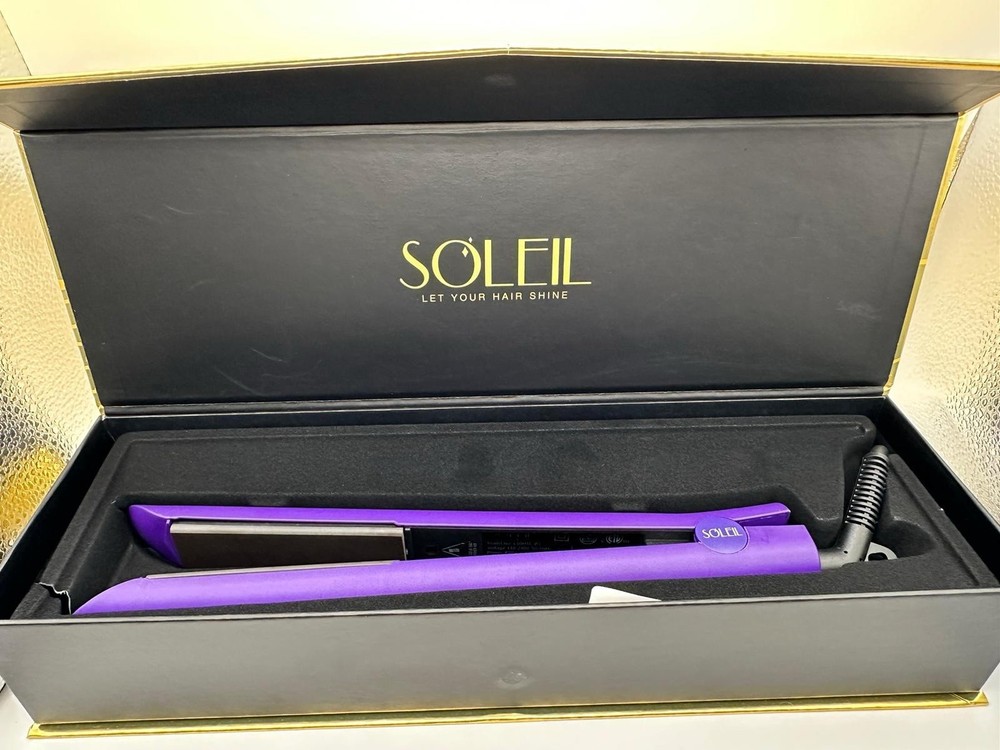 Soleil Professional Solid Ceramic Flat Iron Magnetized Plates Purple New