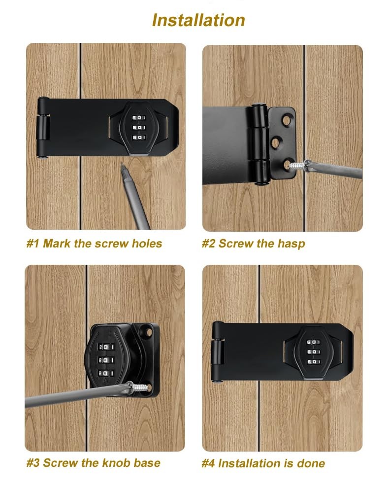 ETEKJOY Keyless Cabinet Lock 3-Digit Password Combination Code 4 Inch, Silver