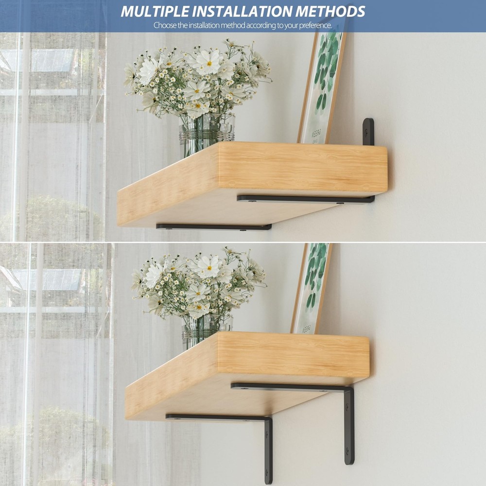 4Pcs Shelf Brackets, Black 4inch Floating Shelf Bracket, Wall Mounted Support...