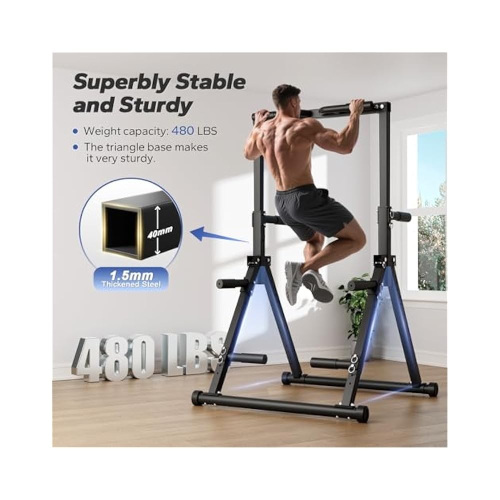Foldable Pull Up Bar - Adjustable Station, MultiFunction for Pull-Ups, 480 LBS