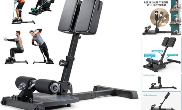 Sissy Squat Machine, Deluxe Multi-Function Deep Sissy Squat Bench Black-8300