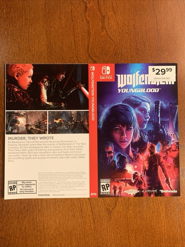 Wolfenstein Youngblood Nintendo Switch - Authentic- RARE - Display Box Only