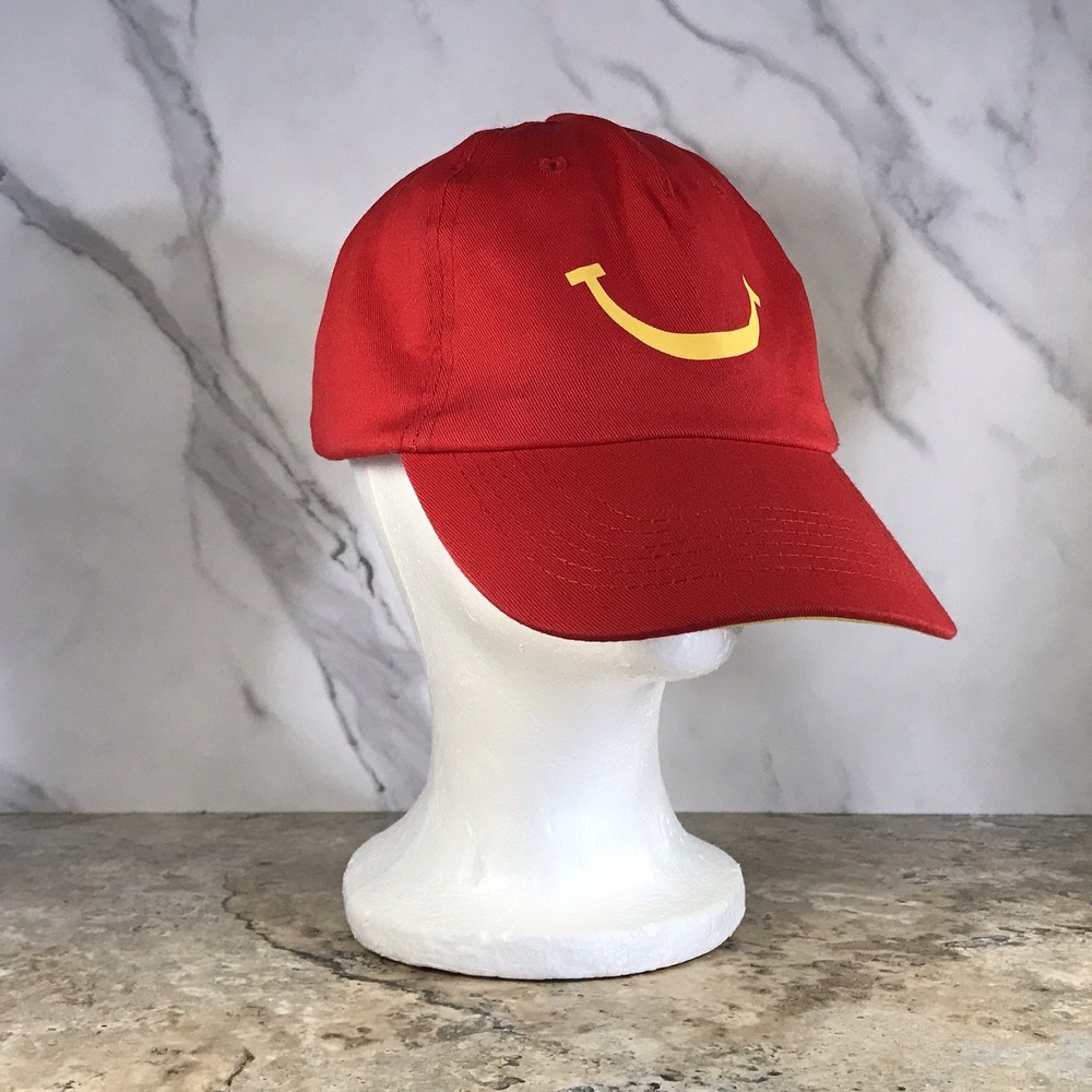 McDONALD'S RED SMILE LOGO EMPLOYEE HAT ADJUSTABLE