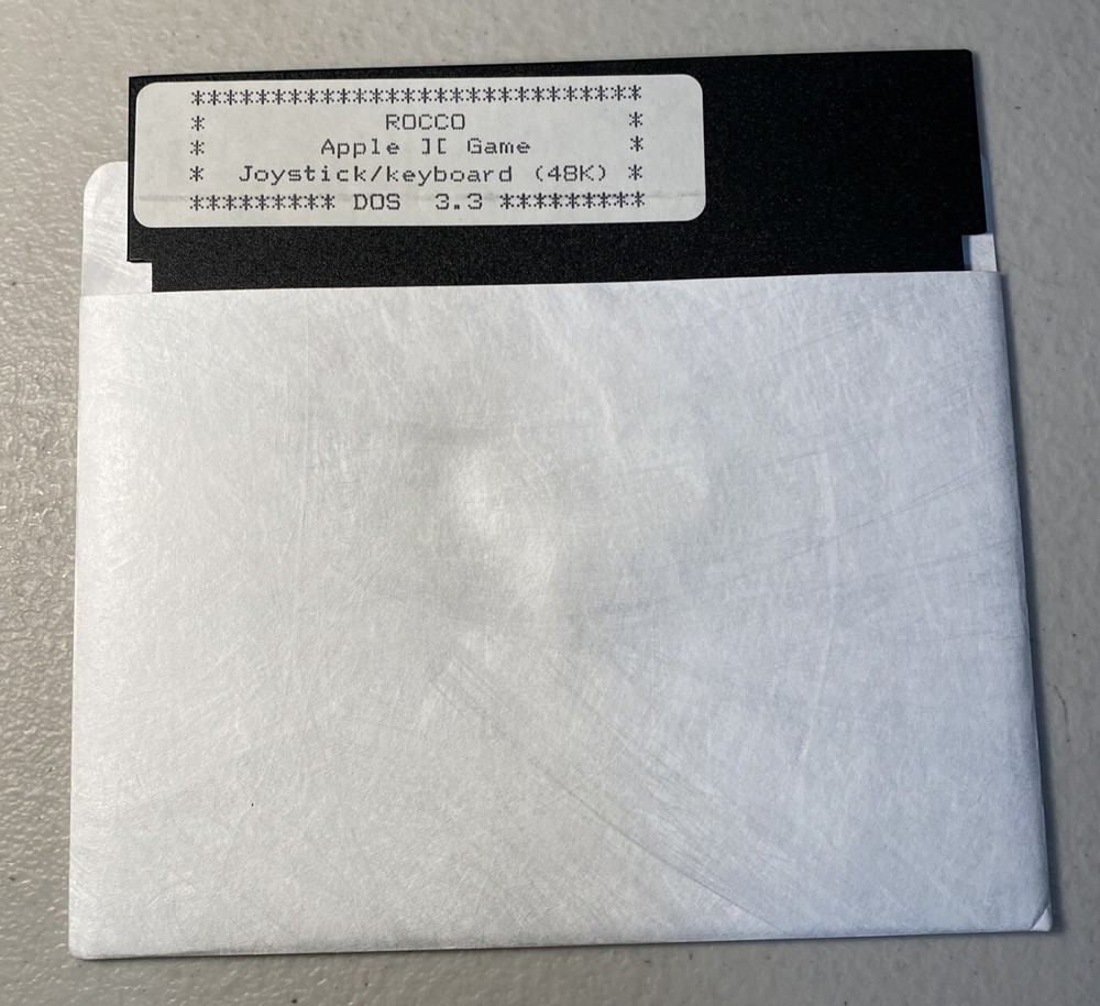 Rocco Apple II Dos 3.3 Joystick/Keyboard Game Software 5.25” Floppy Disk