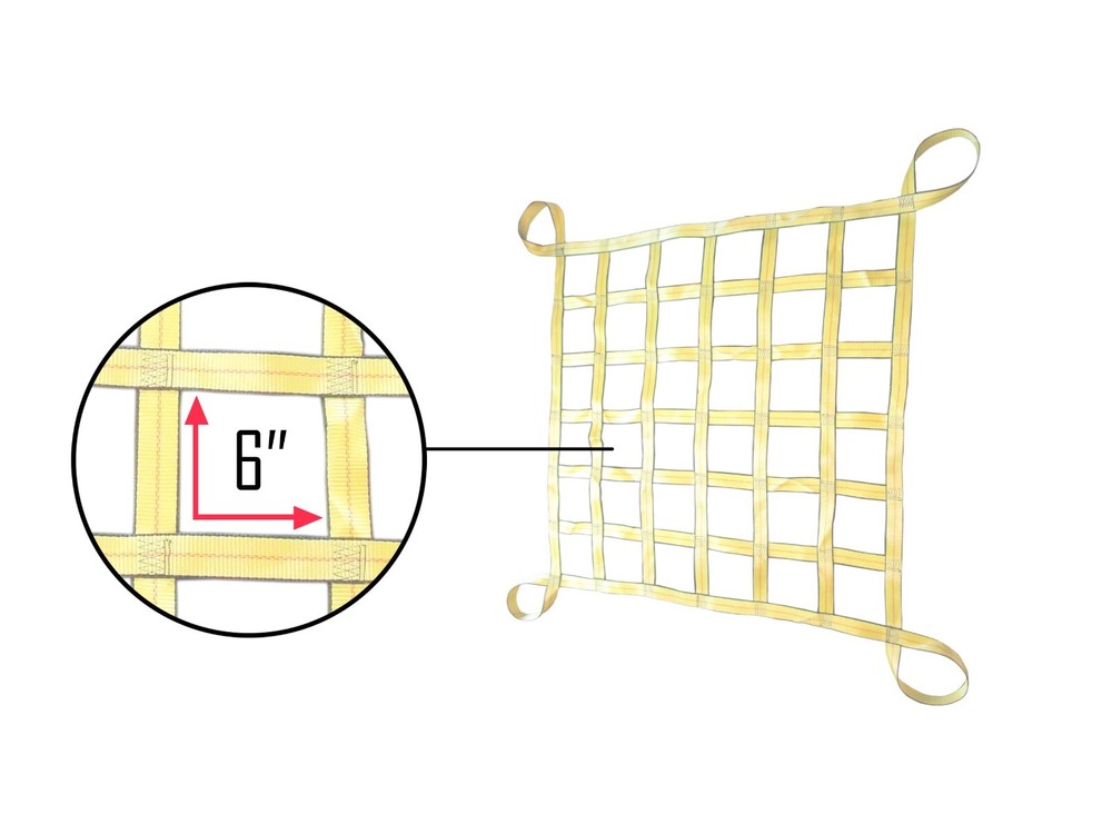 2" Webbing Cargo Net Yellow 6 x 4 FT Barrier Containment Storage