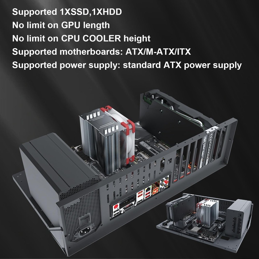 Open Chassis Computer Rack for ATX/M-ATX/ITX - Efficient Heat Dissipation