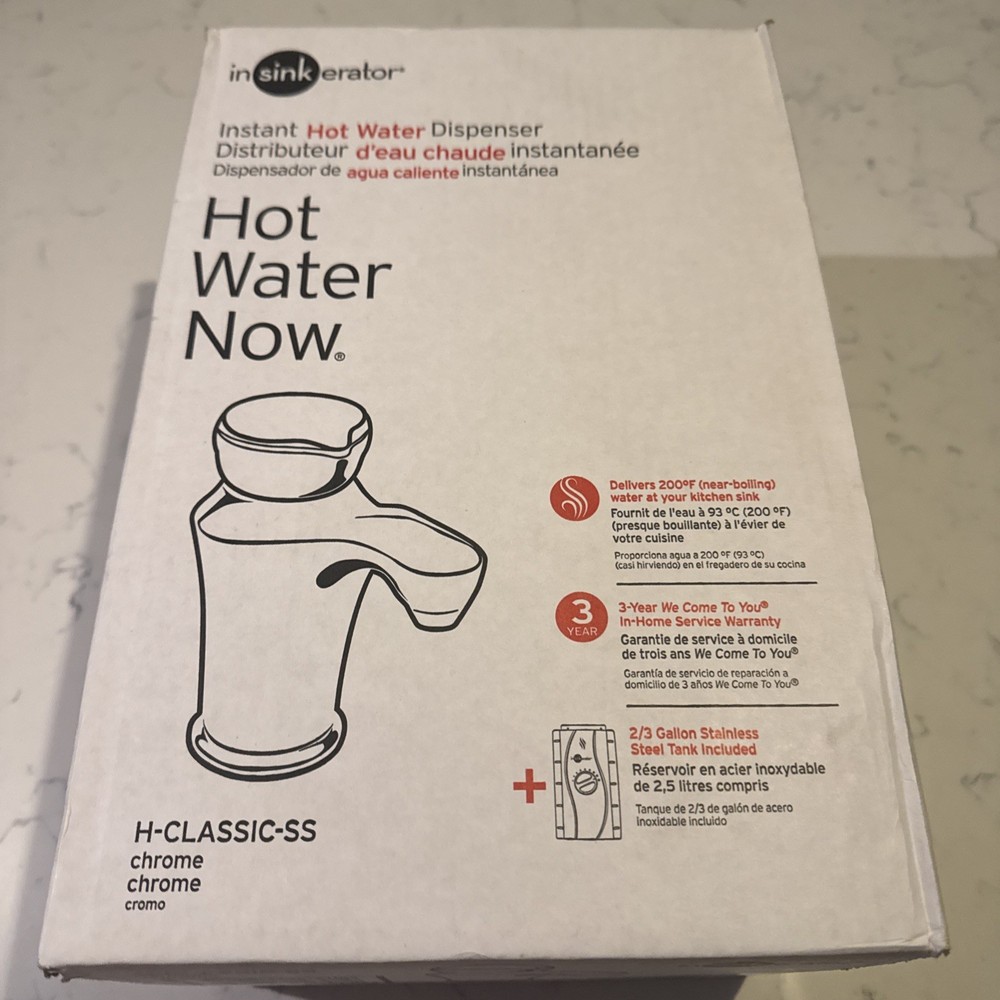 InSinkErator H-Classic-SS Hot Water Dispenser, NEW OPEN BOX CHROME