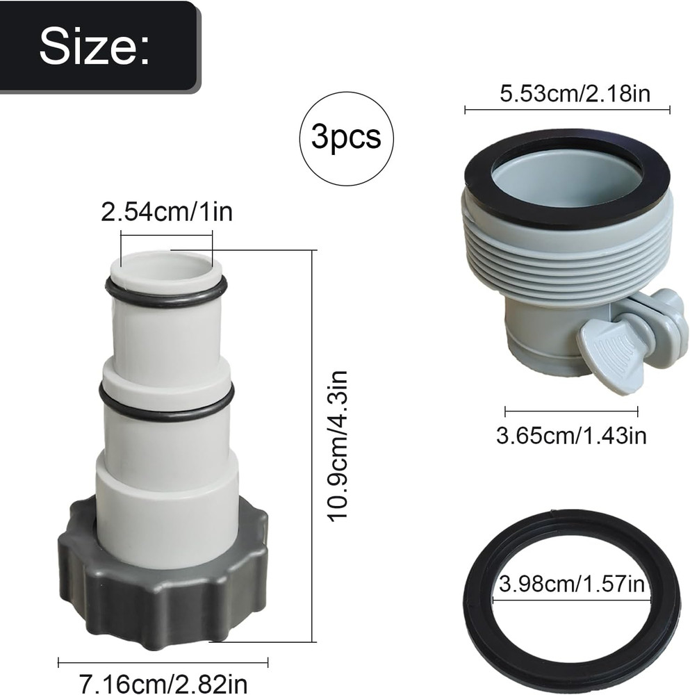 Soujkooy 6 Pack Pool Hose Adapter - 2 Types Conversion Connector for 1.5 & 1.25