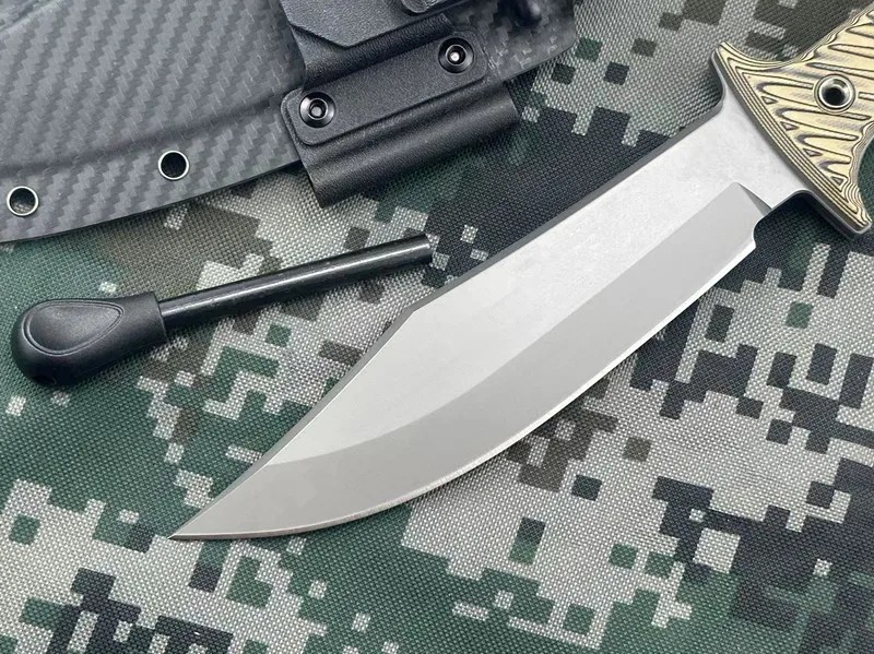 Bugout Fire Starter Knife Flint Striker Bush Survival Fixed Blade Full Tang