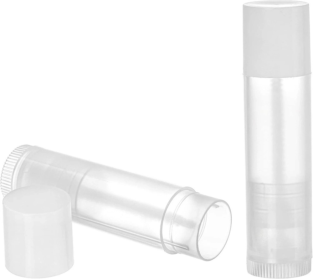 100 Pack 5.5Ml Clear Empty Lip Balm Tubes with White Caps