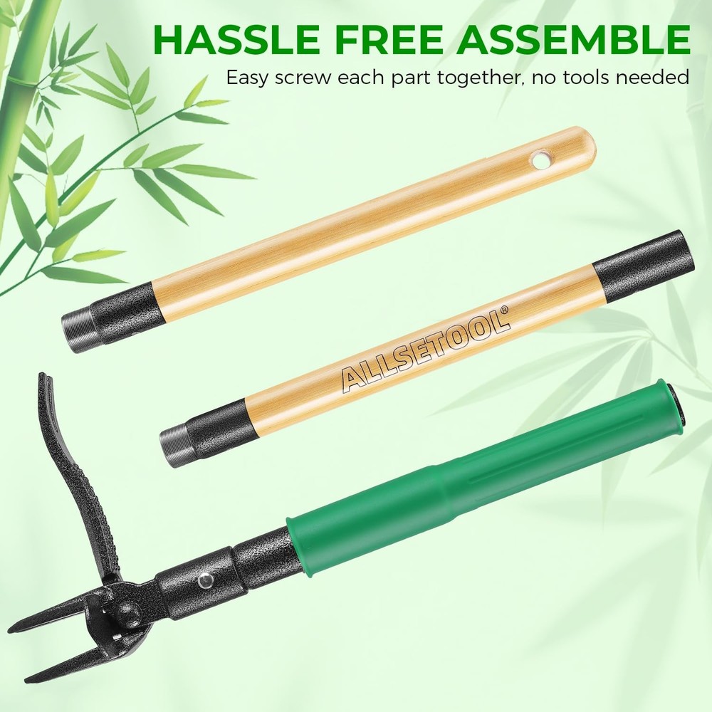 Allsetool Weed Puller Tool with 2 Weed Eject Feature, 43.7in Stand Up Dandeli...