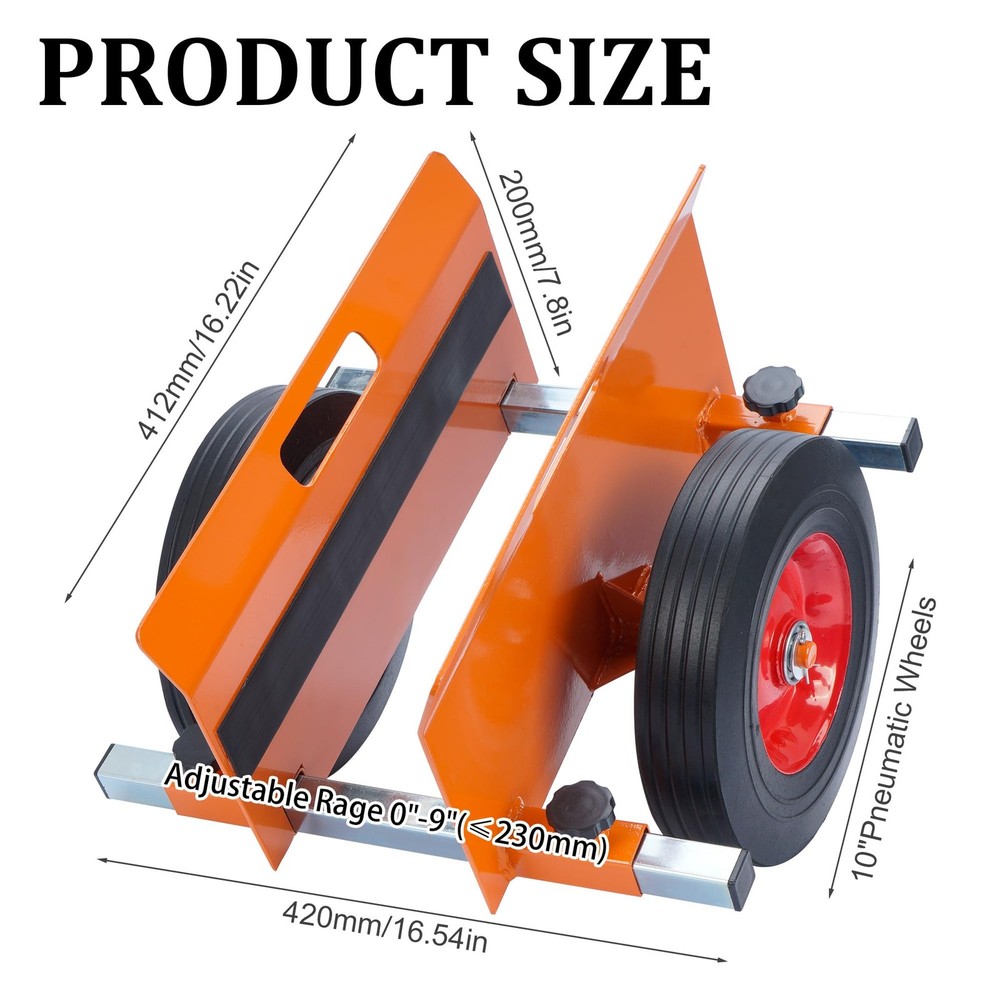 Heavy Duty Panel Dolly Orange 1100LBS Capacity Door Dolly with 10" Solid Whee...
