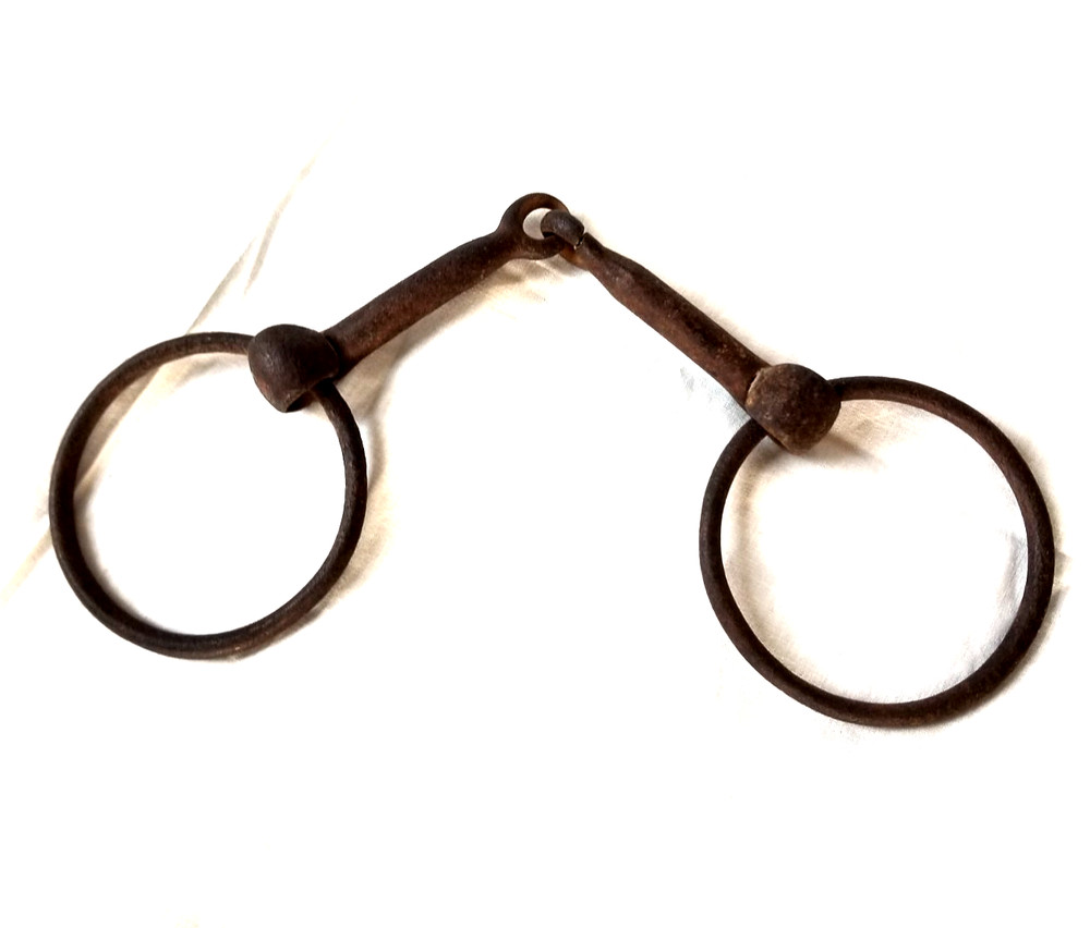 Vintage 6” O Ring Snaffle Horse Pony Bridle Bit Primitive Solid Iron Forged