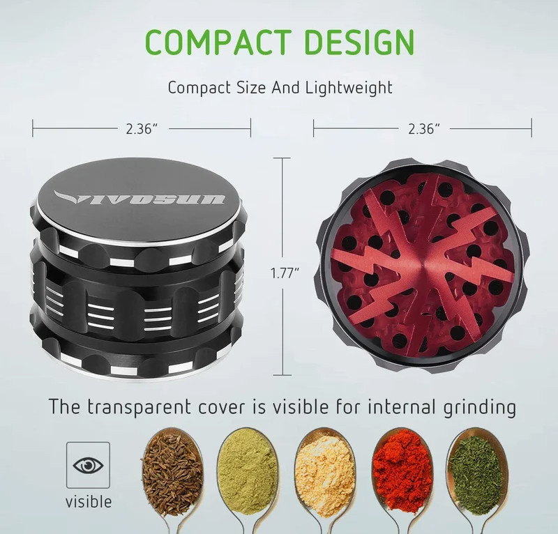 2.5" Lightning Red, Black & Silver Manual Spice Grinder