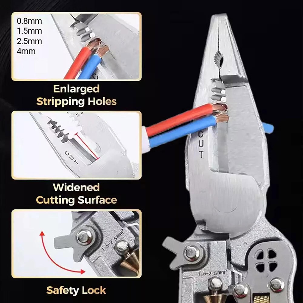 Voltage Tester Wire Stripper Pliers Multi Tool for AC DC Wire Twisting Cutting