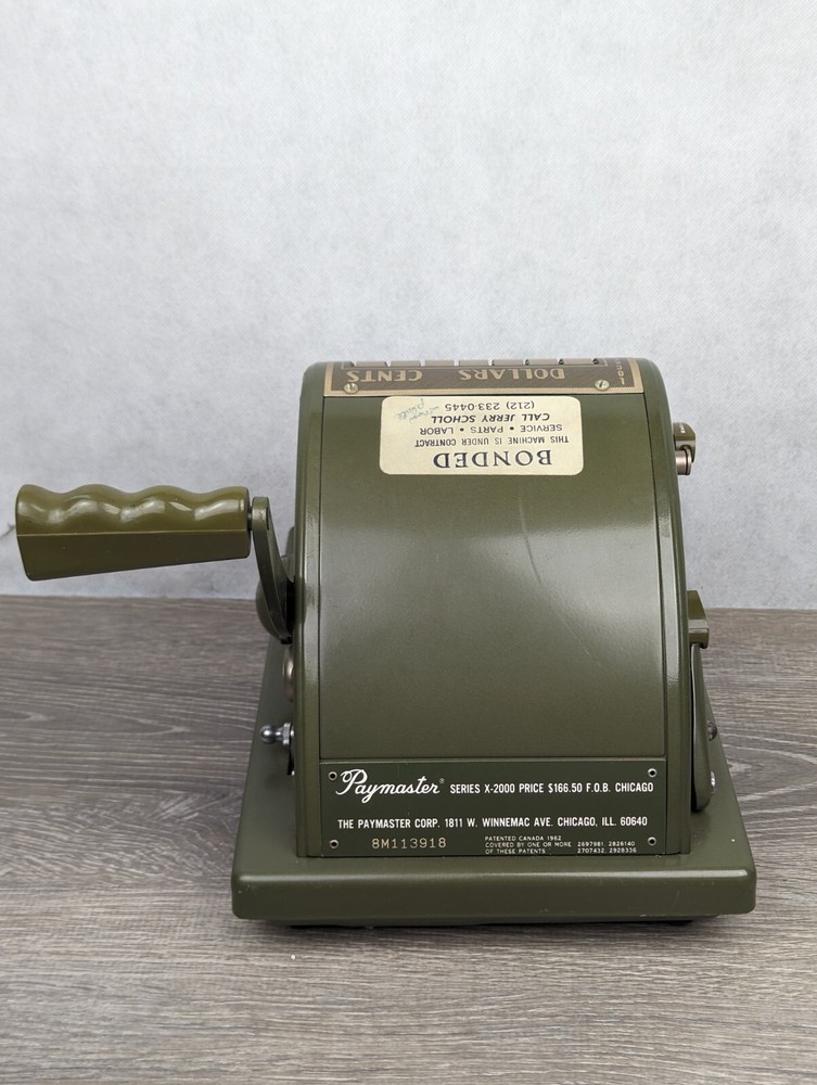 Paymaster - Check Writing Machine - Avocado Green - Vintage