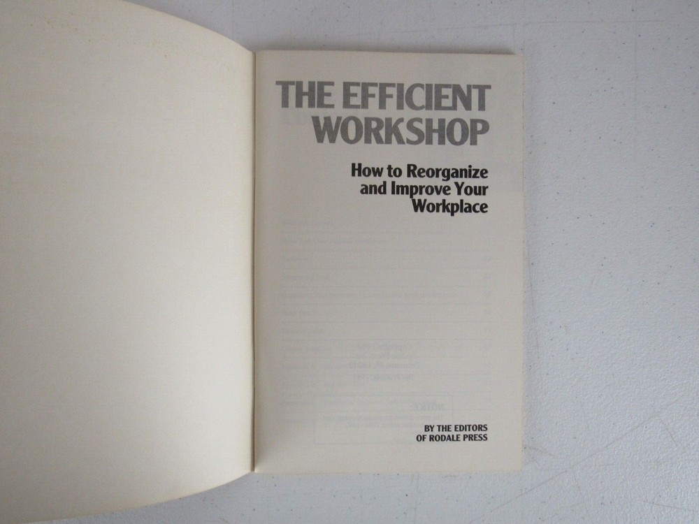 The Efficient Workshop by Rodale Press 1982 Woodworking Paperback Tools