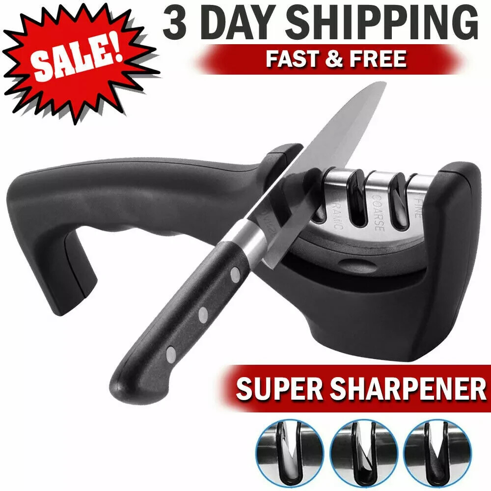 Knife Sharpener Professional Ceramic Tungsten Kitchen Sharpening System 3 Stage