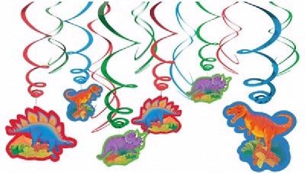Dino and Swirls Drop Decorations 12 Piece