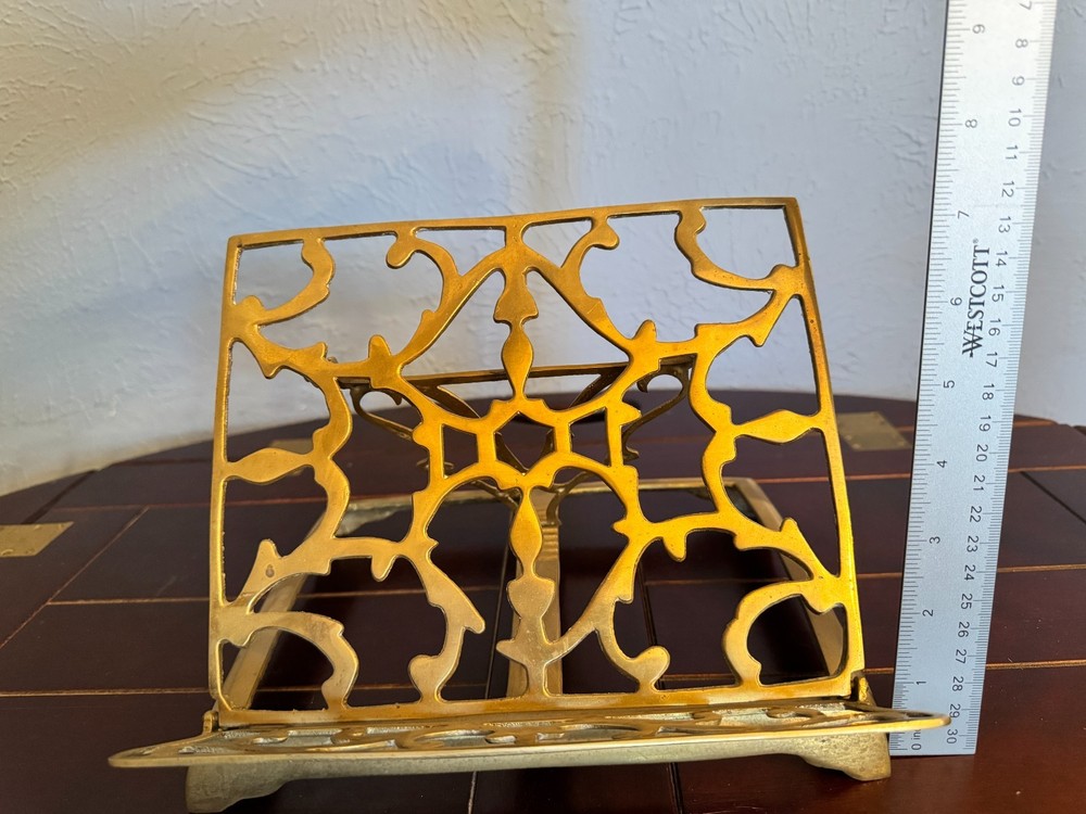 Vintage Solid Ornate Brass Folding Adjustable Book/Bible stand