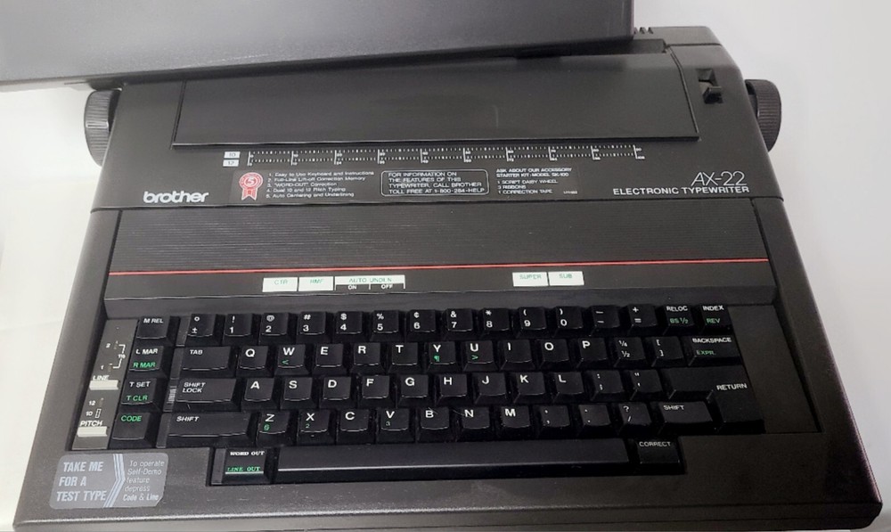 Brother Model AX-22 Electronic Typewriter Tested Working w/ Cover