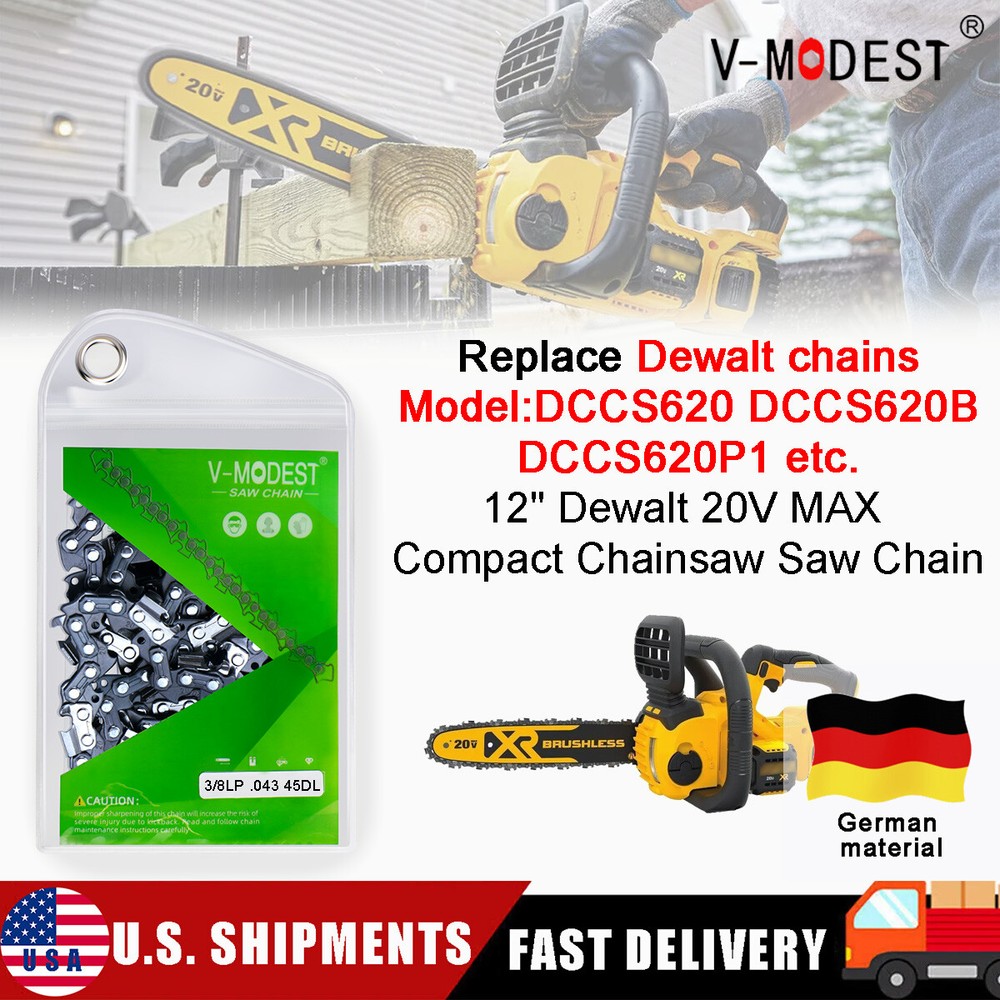 3 Replace 12" Dewalt DCCS620 DCCS620B Cordless Chainsaw Chain 3/8"LP .043" 45DL