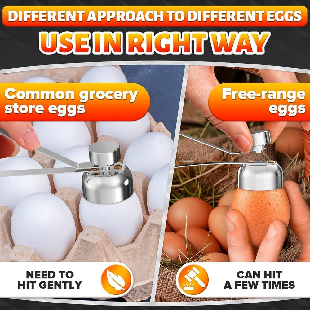 Compact Egg Cracker Tool for Clean Breakfast and Baking Prep - Silver Finish