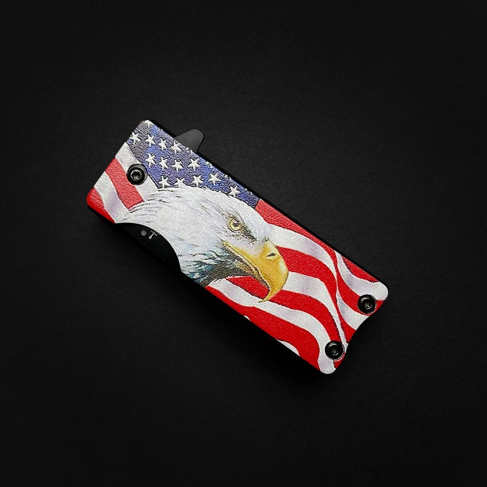 Lighter Holder Folding Pocket Knife Spring Assisted Open BIC Lighter Bald Eagle