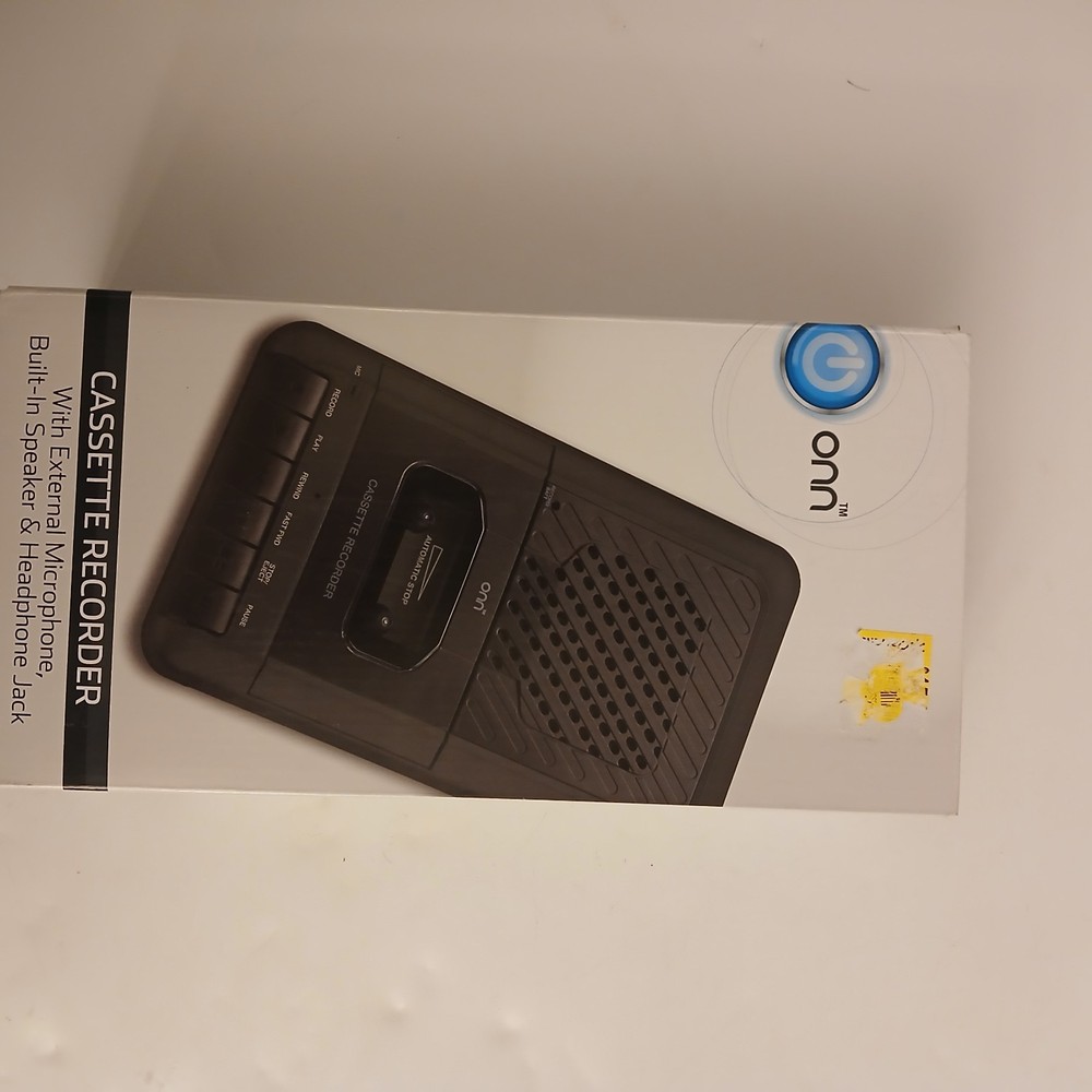 ONN Cassette Recorder W/ External Microphone & One-Touch Recording